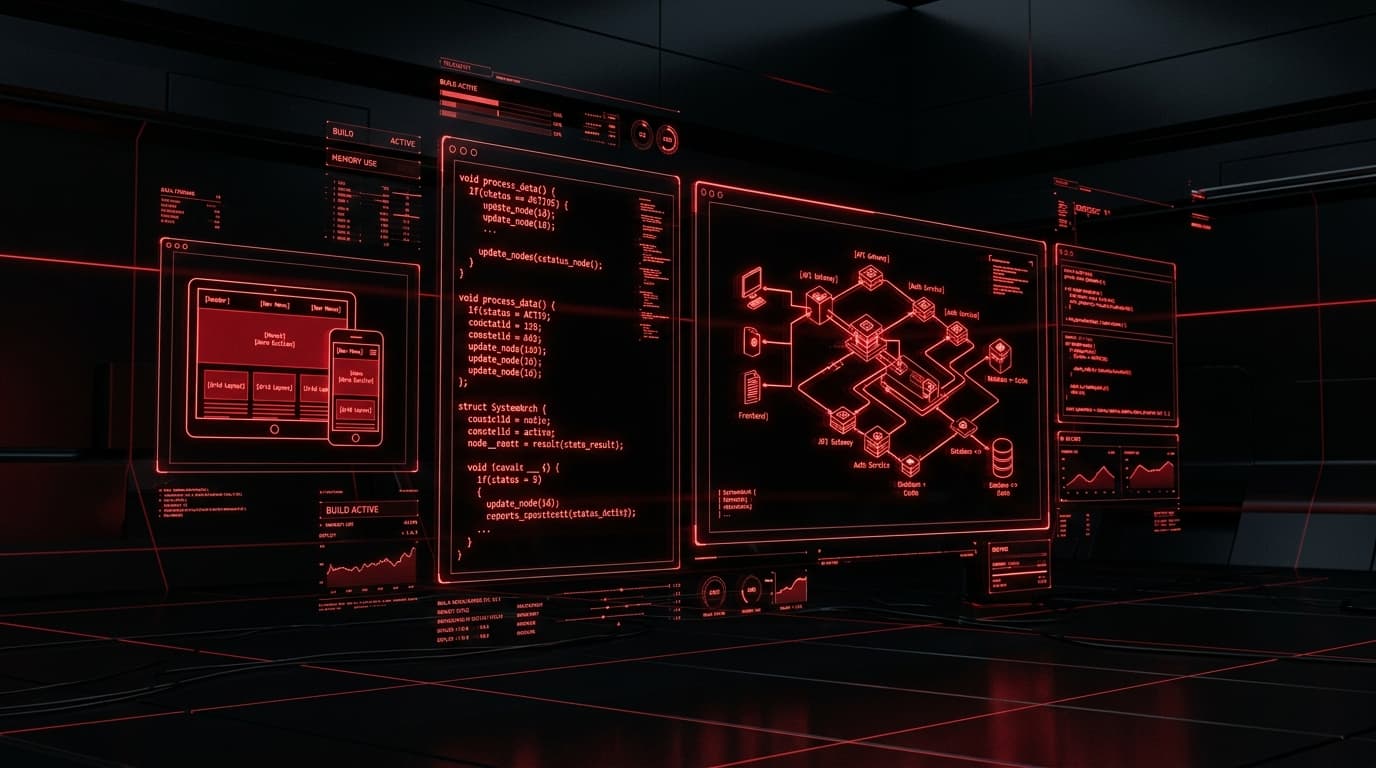 Interface futurista de desenvolvimento de software e web